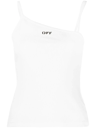 Shop Off-white Asymmetric Ribbed Top In White