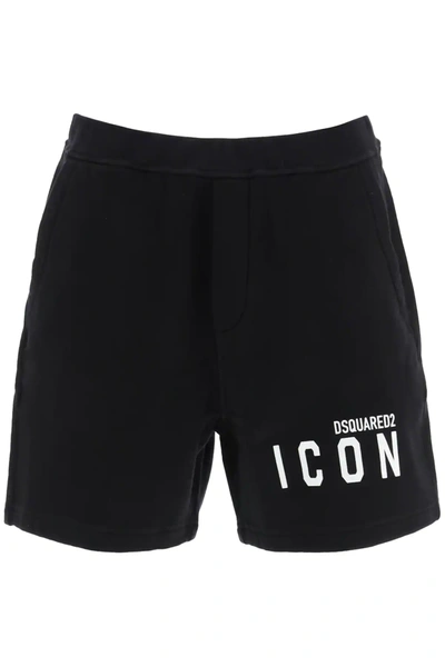 Shop Dsquared2 Short Sweatpants Icon In Black,white