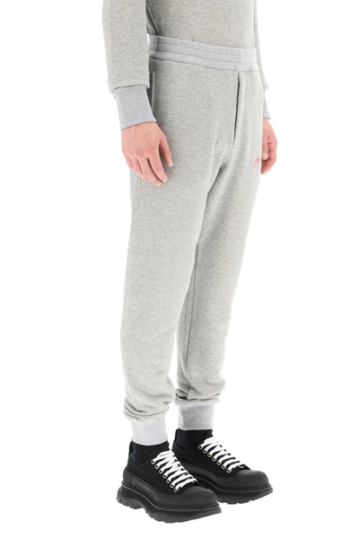 Shop Alexander Mcqueen Sweatpants With Logo Embroidery In Grey,red