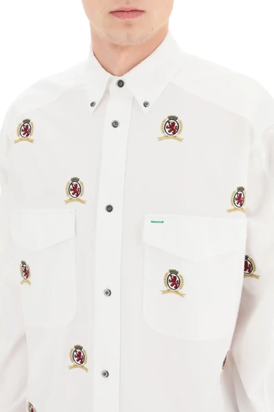 Shop Tommy Hilfiger Heritage Shirt With Thc Embroidered Emblems In White