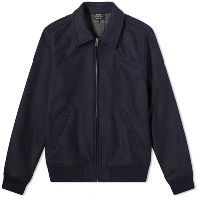 Shop Apc A.p.c. Sutherland Wool Jacket In Blue