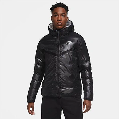 Shop Nike Men's Sportswear Synthetic-fill Marble Windrunner Jacket In Black