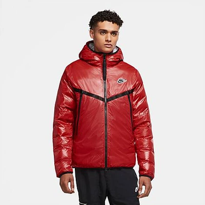 Shop Nike Men's Sportswear Synthetic-fill Marble Windrunner Jacket In University Red/white/black