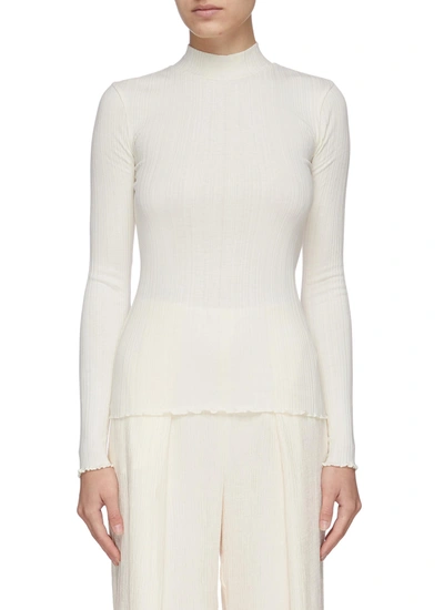 Shop Vince Variegated Rib Mock Neck Sweater In White