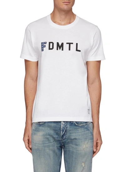 Shop Fdmtl Sashiko Logo Embroidered Patch T-shirt In White