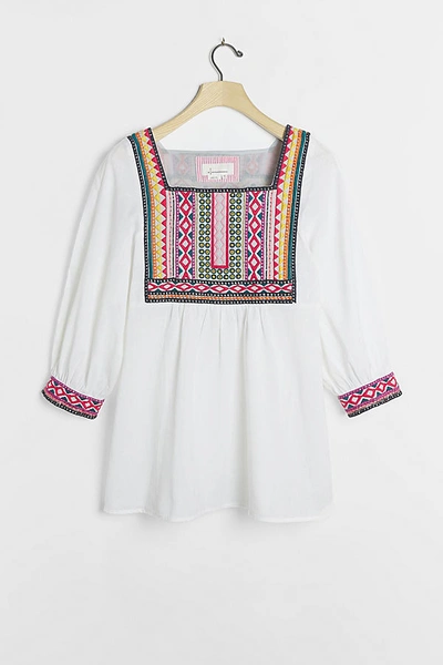 Shop Anthropologie Abigail Embroidered Tunic In White