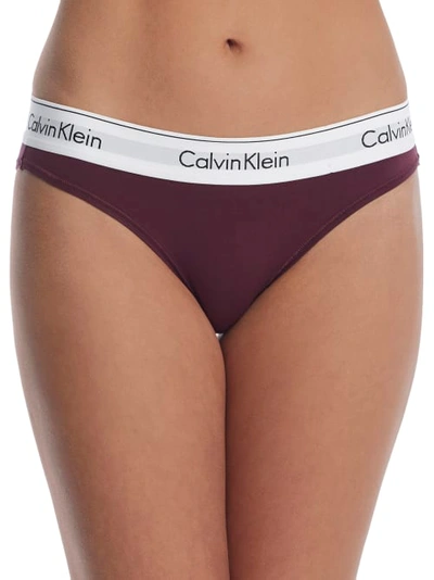 Shop Calvin Klein Modern Cotton Bikini In Deep Maroon