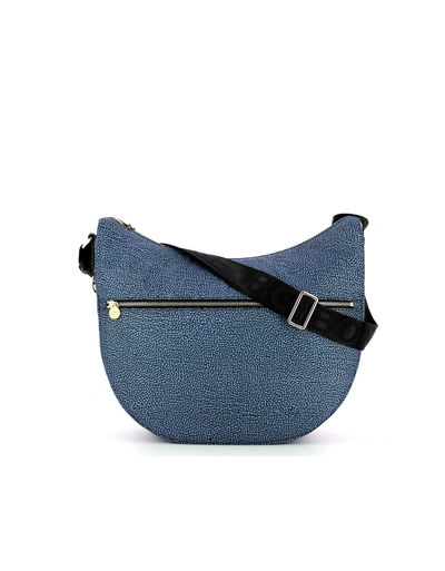 Shop Borbonese Blue Medium Half-moon Shoulder Bag