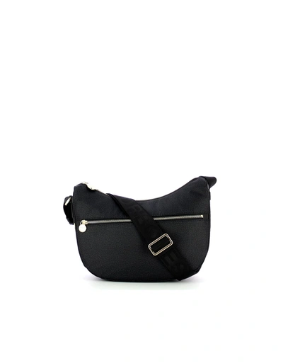 Shop Borbonese Black Small Half-moon Shoulder Bag