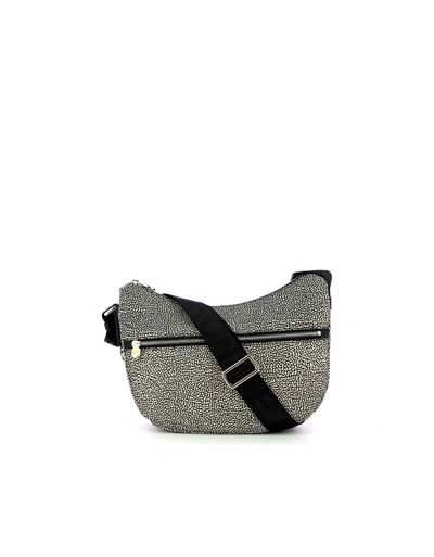 Shop Borbonese Black Small Half-moon Shoulder Bag