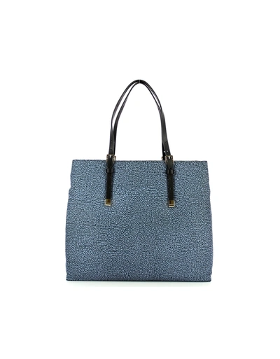 Shop Borbonese Blue Large Shopping Bag W/shoulder Strap