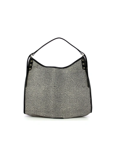 Shop Borbonese Opale/black Medium Hobo Bag