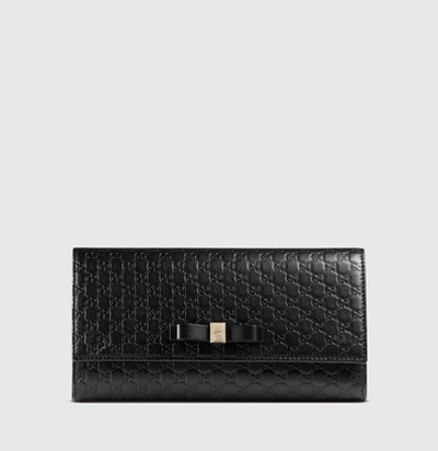 Shop Gucci Bow Microssima Leather Continental Wallet In Punctuated