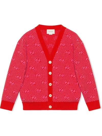 Shop Gucci Gg Wool Cardigan In Red