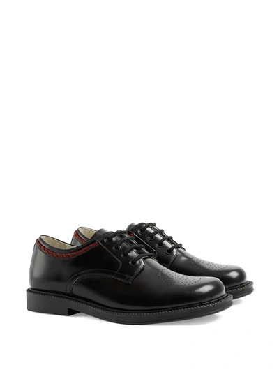 Shop Gucci Perforated-logo Lace-up Shoes In Black