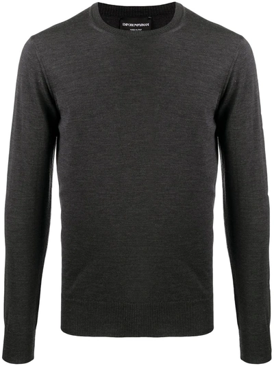 Shop Emporio Armani Wool Logo Sweater In Grey