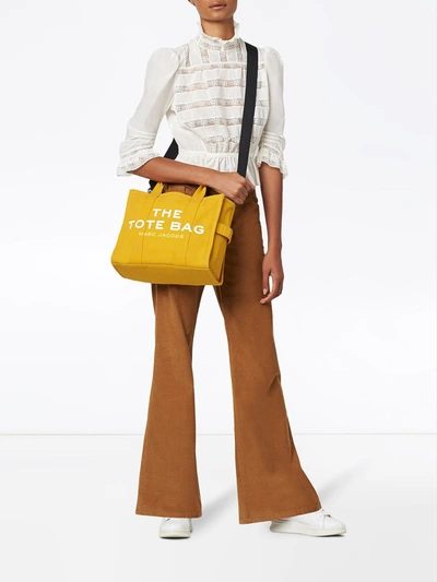 Shop Marc Jacobs The Traveler Small Cotton Tote Bag In Yellow