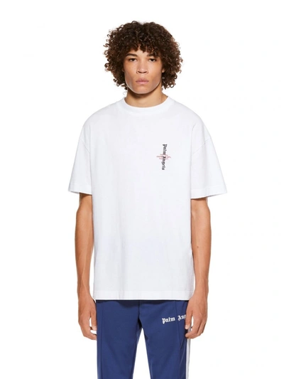Shop Palm Angels Statement Logo Cotton T-shirt In White