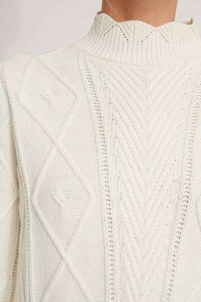 Shop Na-kd Reborn Cable Knit Flounce Sweater - Offwhite