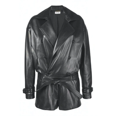 Pre-owned Saint Laurent Black Leather Jumpsuit