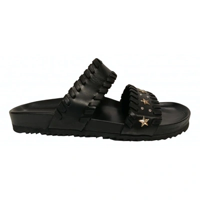 Pre-owned Just Cavalli Leather Sandals In Black