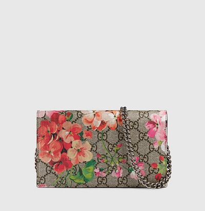 Shop Gucci Gg Blooms Supreme Canvas Chain Wallet In A