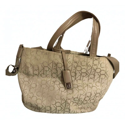 Pre-owned Calvin Klein Beige Cloth Handbag