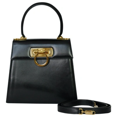 Pre-owned Ferragamo Leather Handbag In Black