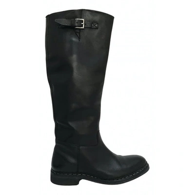 Pre-owned Heschung Leather Riding Boots In Black