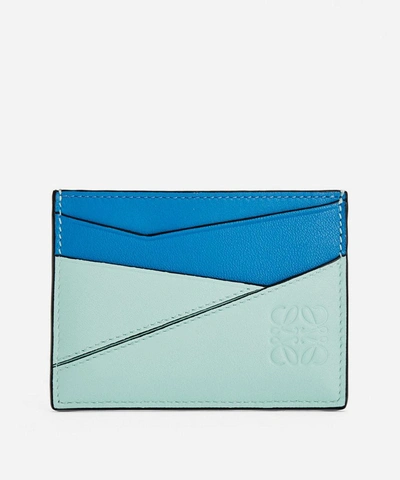 Loewe Puzzle Plain Calfskin Leather Cardholder In Mint/multicolour