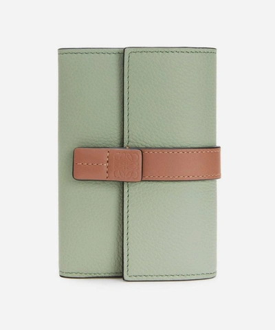 Shop Loewe Small Vertical Leather Wallet In Rosemary/tan