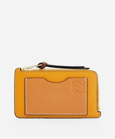 Shop Loewe Leather Multicolour Coin Card Holder In Sunflower/honey