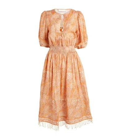 Shop Zimmermann Paisley Brighton Shirred-waist Midi Dress