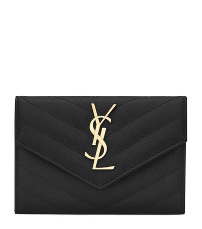 Shop Saint Laurent Leather Quilted Wallet In Black
