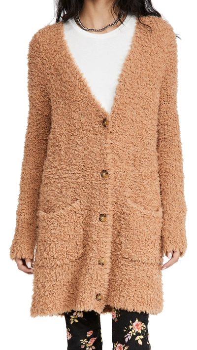 R13 Beige Merino Wool Teddy Bear Cardigan In Neutrals | ModeSens