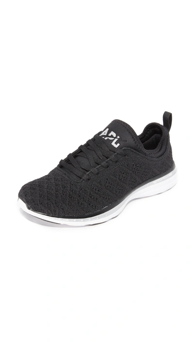 Apl Athletic Propulsion Labs Techloom Phantom 3d Mesh And Neoprene Sneakers In Black/metallic Silver