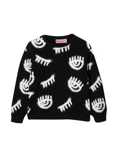 Shop Chiara Ferragni Black Sweatshirt With In Nero