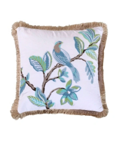 Shop Levtex Cressida Crewel Stitched Bird Decorative Pillow, 18" X 18" In Teal