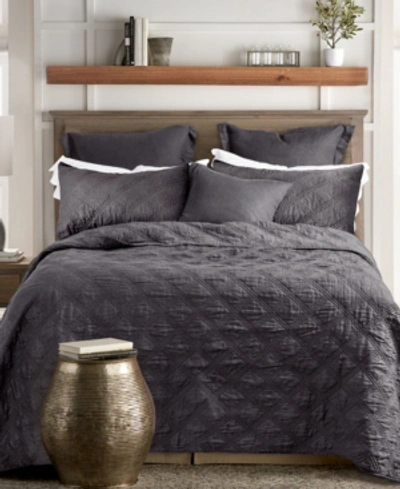 Levtex Washed Linen Relaxed Textured Quilt, Twin In Charcoal