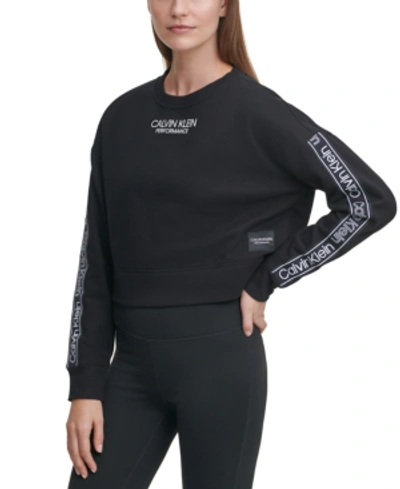 Shop Calvin Klein Performance Cropped Logo Top In Black