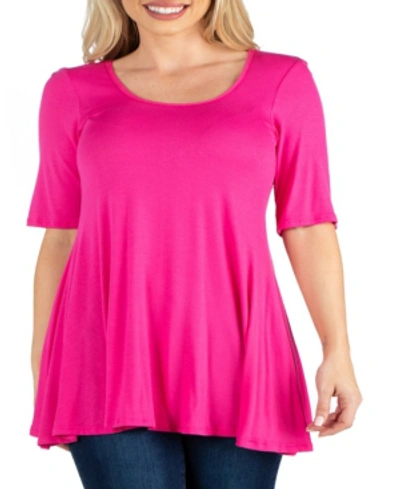 Shop 24seven Comfort Apparel Women's Elbow Sleeve Swing Tunic Top In Pink