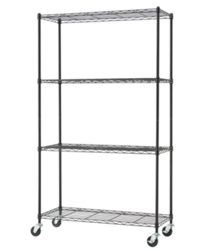 Shop Trinity Basics 4-tier Wire Shelving Rack Nsf Includes Wheels In Black