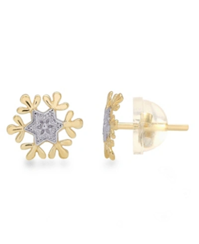 Shop Disney Children's Frozen Snowflake Stud Earrings In 14k Gold In Yellow Gold