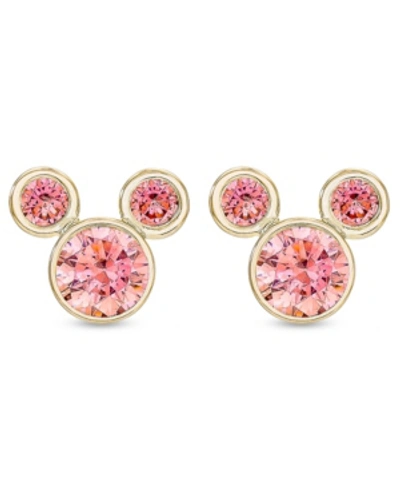 Shop Disney Children's Cubic Zirconia Birthstone Mickey Mouse Stud Earrings In 14k Gold In October