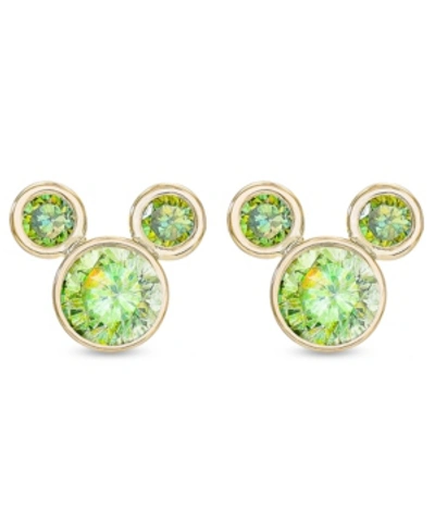 Shop Disney Children's Cubic Zirconia Birthstone Mickey Mouse Stud Earrings In 14k Gold In August
