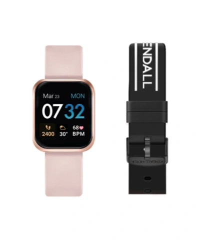 Shop Kendall + Kylie Women's  Blush And Black Logo Straps Smart Watch Set 36mm In Open Misce