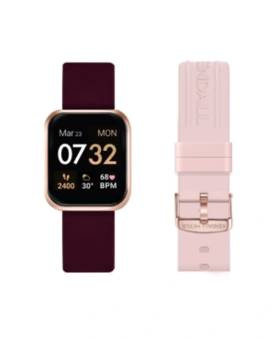 Shop Kendall + Kylie Women's  Merlot And Blush Straps Smart Watch Set 36mm In Open Misce
