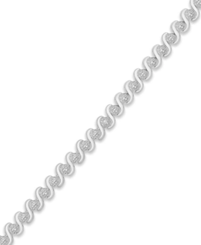 Macy's Diamond Accent "s" Link Bracelet In Silver Plate, Rose Gold Or Gold Plate In Silver