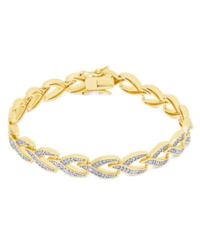 Macy's Diamond Accent 'v' Link Bracelet In Silver Plate Or Gold Plate In Gold
