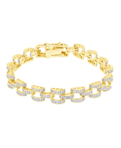 Macy's Diamond Accent Panther Link Bracelet In Silver Plate Or Gold Plate In Gold
